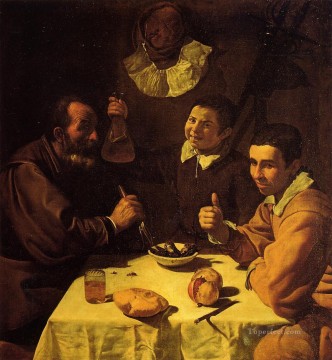 ディエゴ・ベラスケス Painting - テーブルにいる三人の男 別名ランチョン ディエゴ・ベラスケス